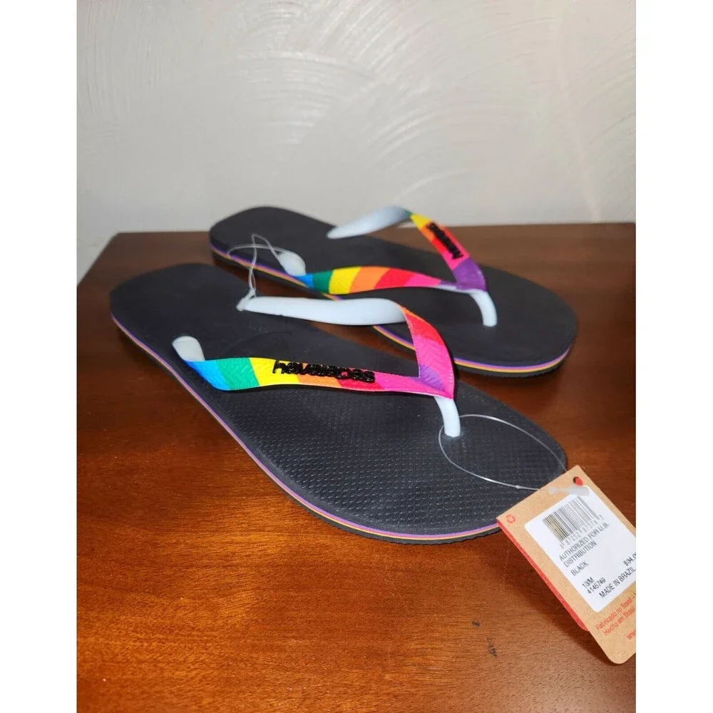 Havaianas Top Pride Rainbow Strap Thongs Sandals Unisex Mens Size 13 New W/Tags
